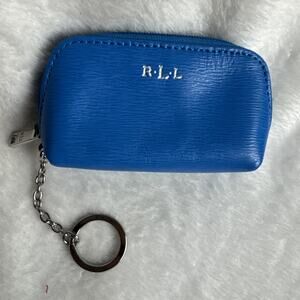 Lauren Ralph Lauren Blue Leather Keychain Coin Purse Holder 4.5’X2.5’ Mini